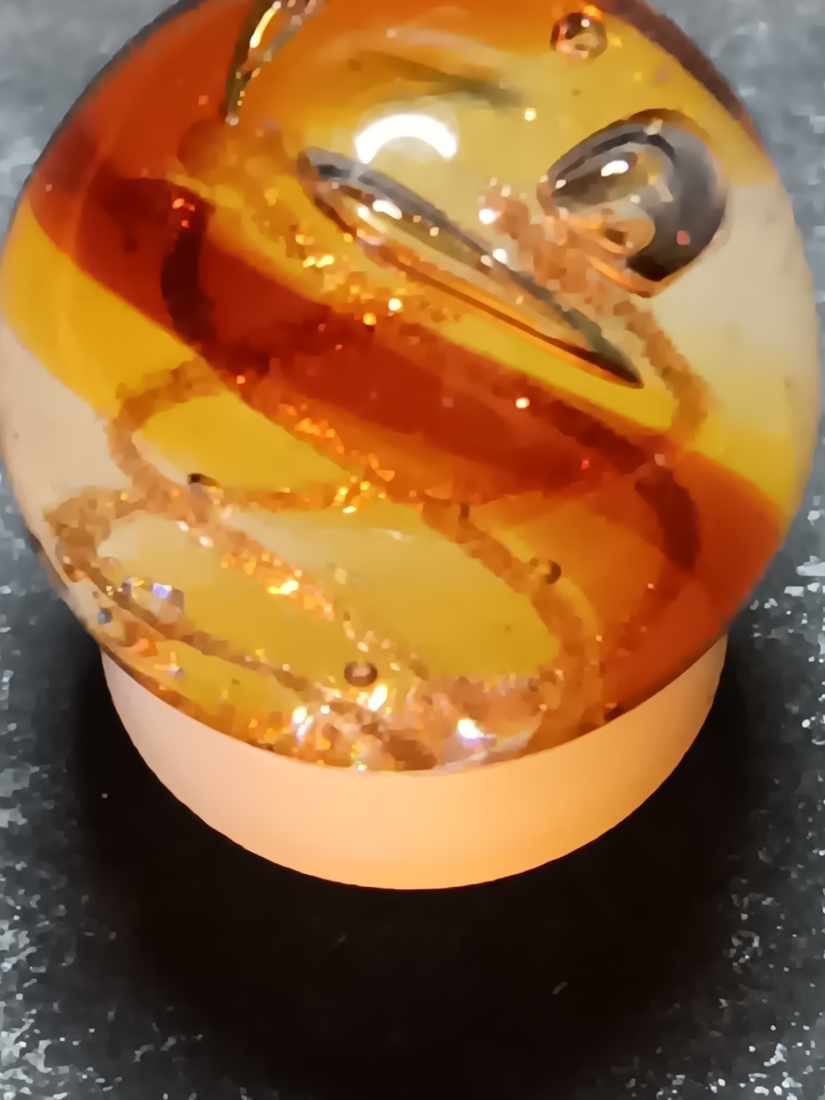 Contemporary Handmade Amber And Gold marble Swirl . .82 Inches. Absolute Beauty