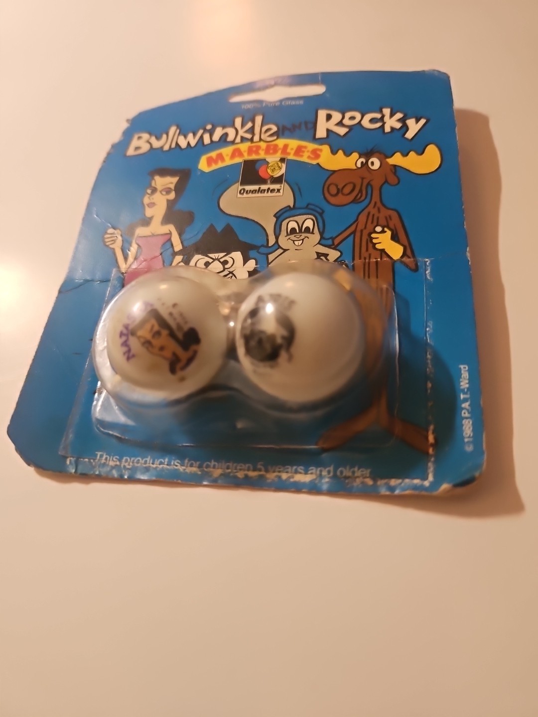 1988 Bullwinkle & Rocky Moosion Impossible Marbles 100% Pure Glass New Other