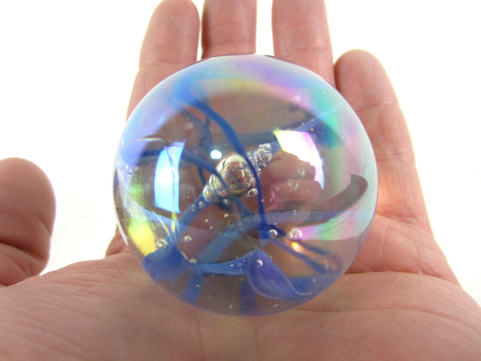 TOE BREAKER 50mm (2″) BLUE SPAGHETTI Wire Pull Confetti Marbles glass ball HUGE