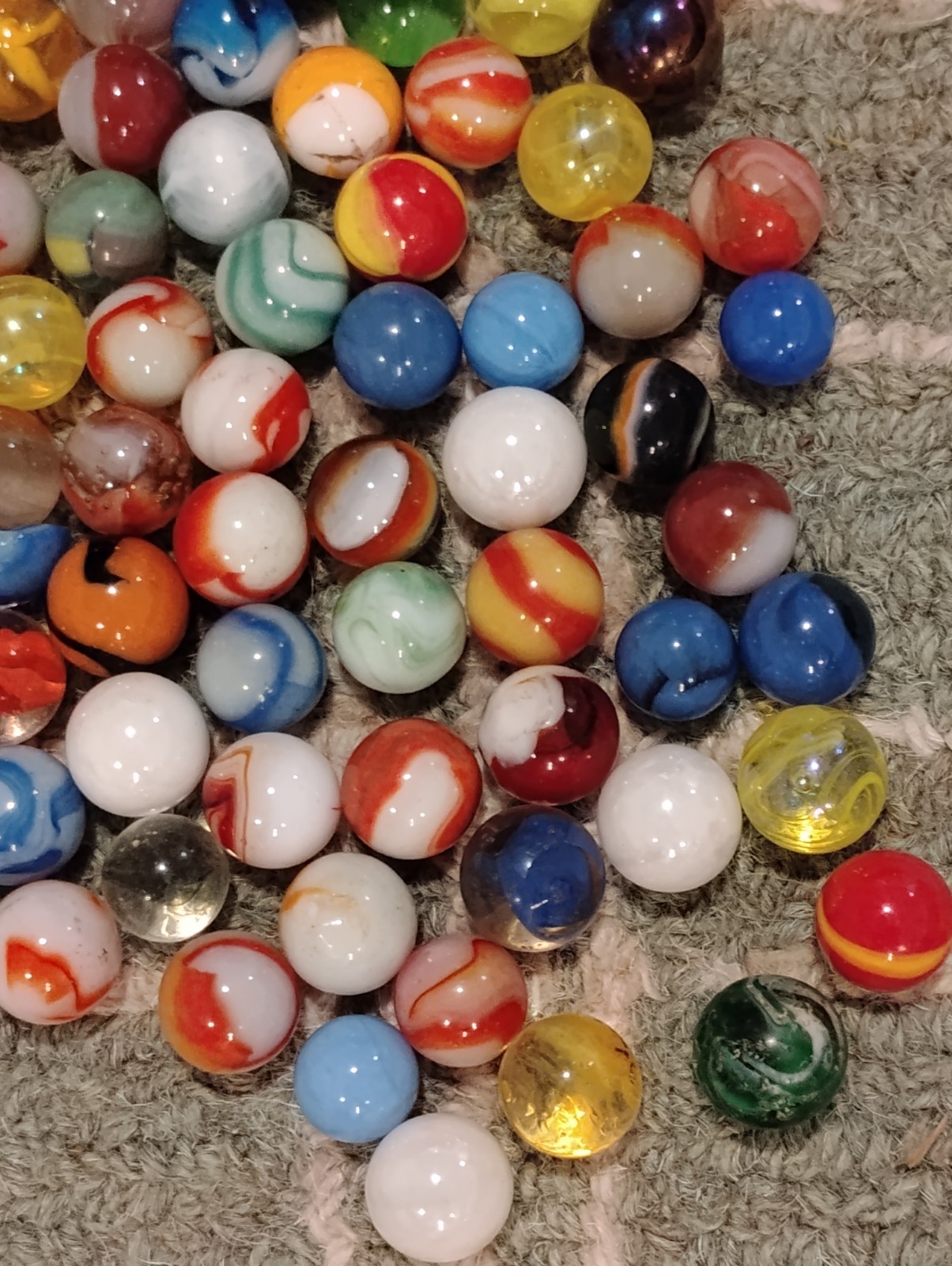 Colorful Vintage Glass Marbles Lot of 100+ with Shooter Various Designs