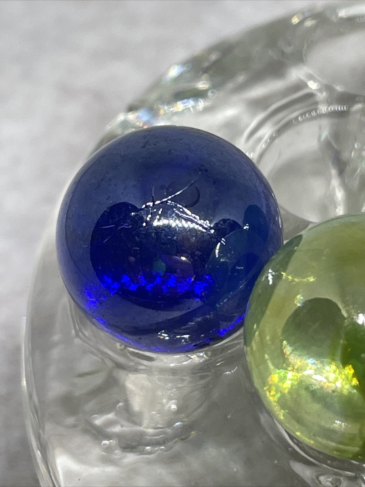 Marble Lot of 7 Vintage Glass Marbles Clear Glass Colors