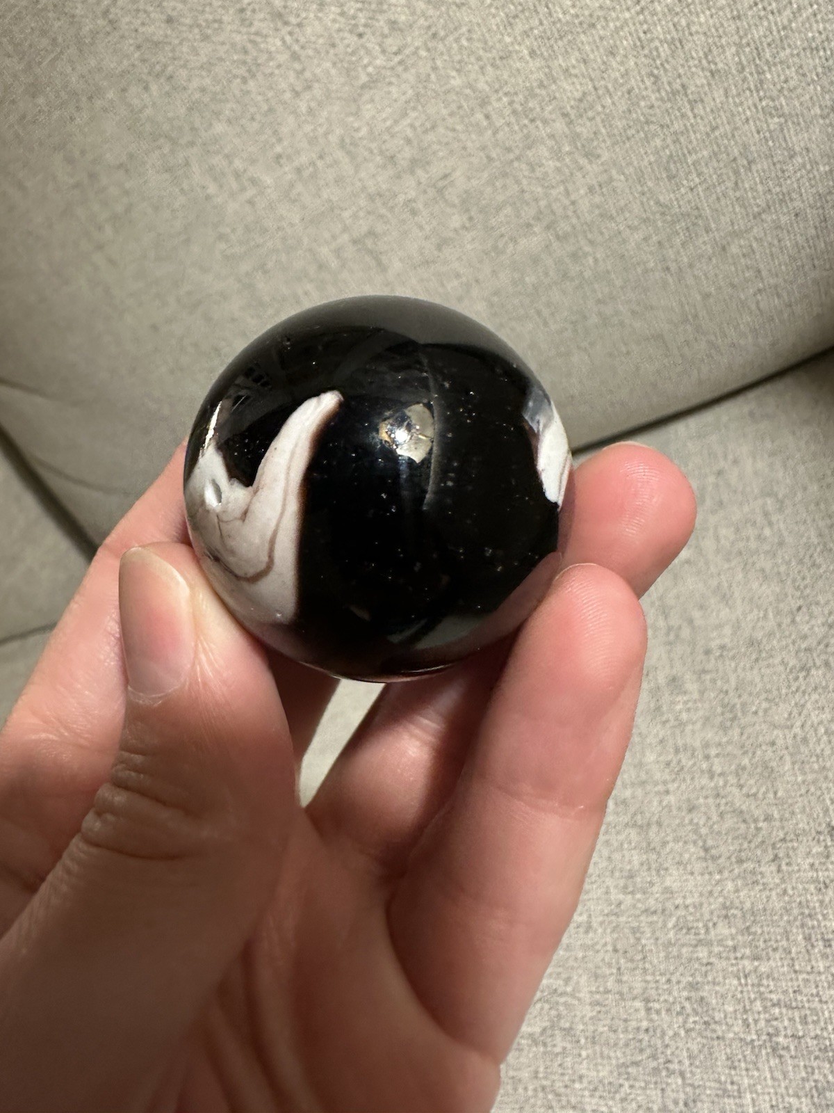 Antique Large Glass Marble Deep Amethyst Purple And White Swirl Streak Milky Way