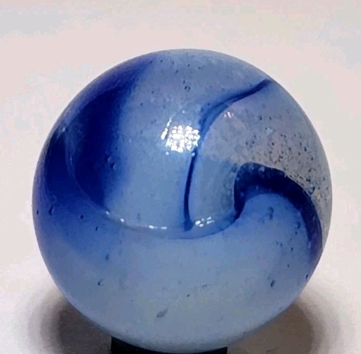 PELTIER GLASS CO. “INKY” ‘Rainbo’ .61″ Vintage Marble