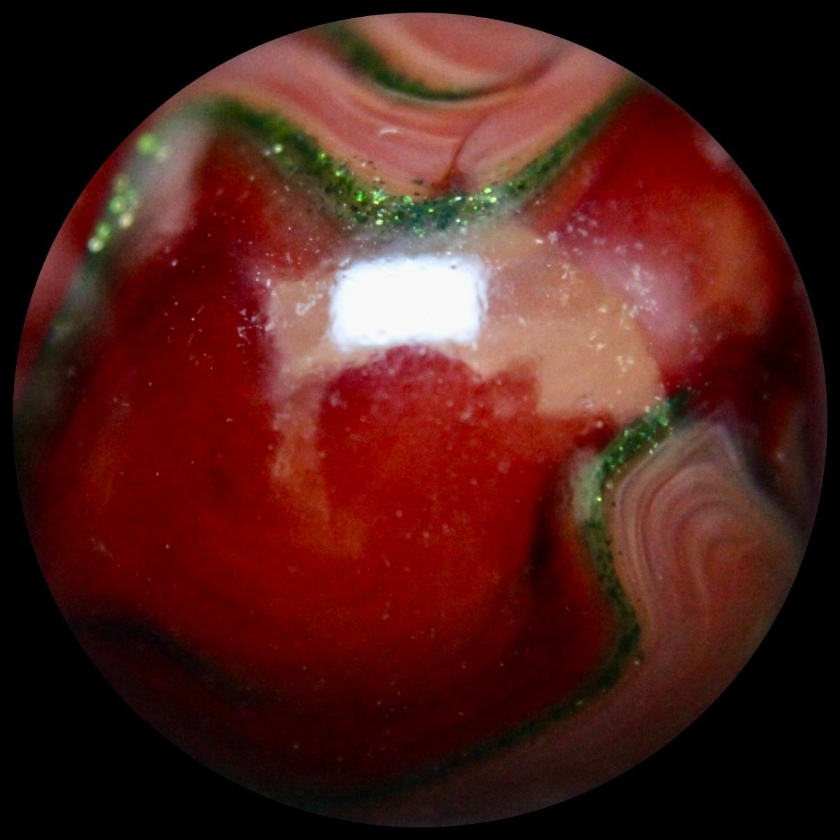 JABO Madyia Marble Collector Series: Ruby Red w/Green Velvet