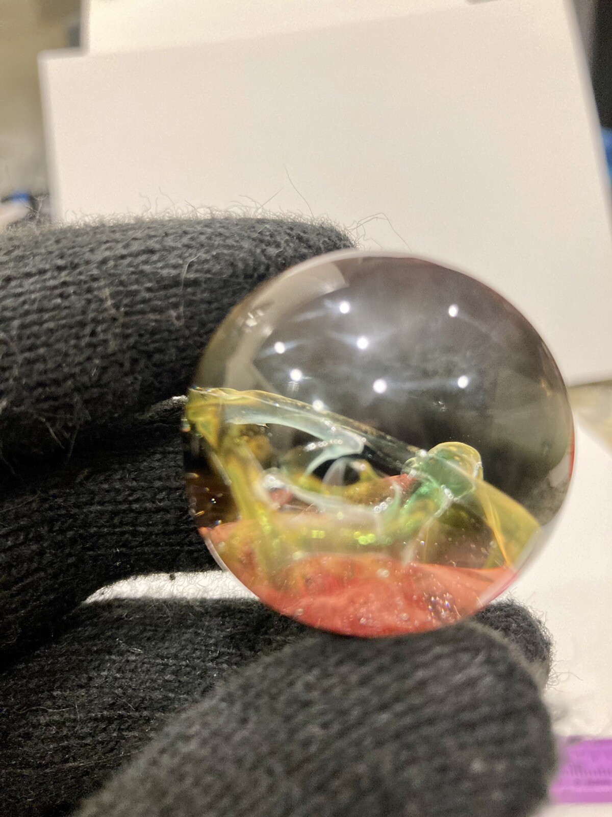 Glass Boro Marble Lot Of 2 Freemason Hand Made Art Sculpture Multi Color Design