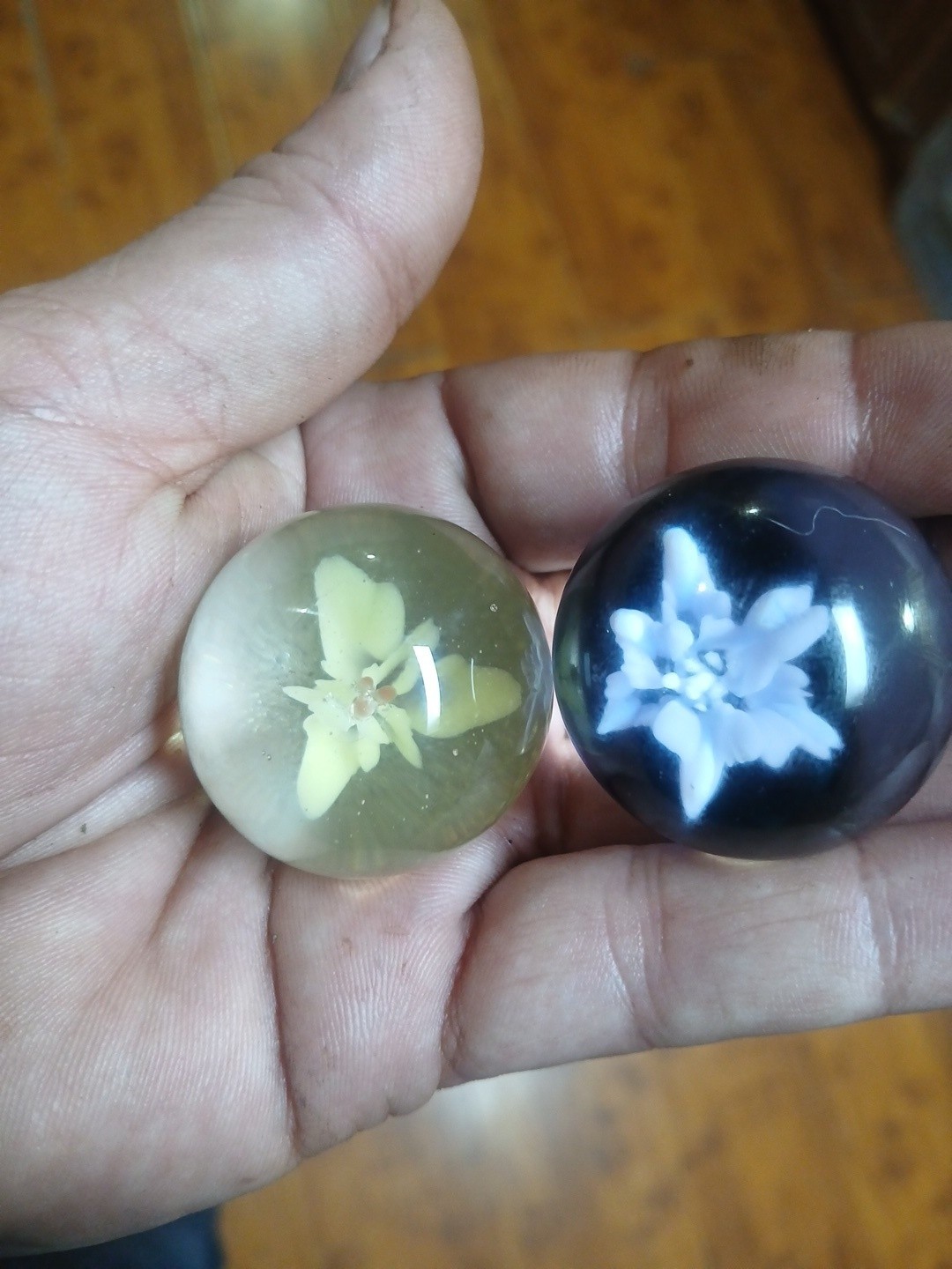 Purple And Yellow Flower Implosio. Marbles