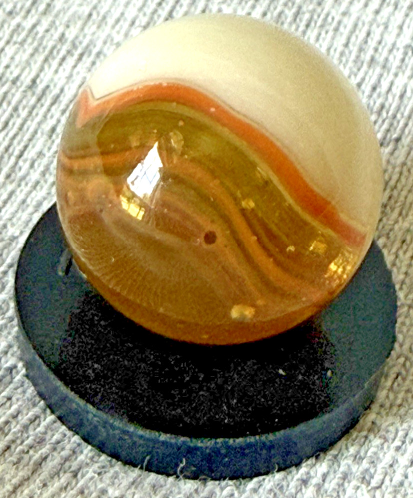 Vtg Marble Opaque White Patch Transp. Lemon-lime, Peach Tracer, Bubbles/UV 0.61″