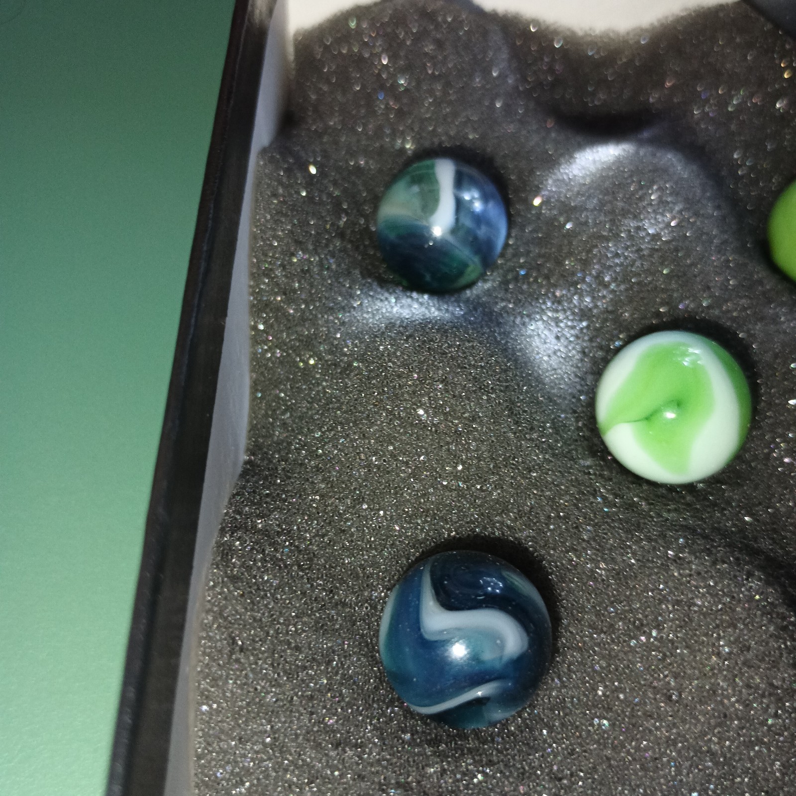 20 Collector Marbles In Display Case