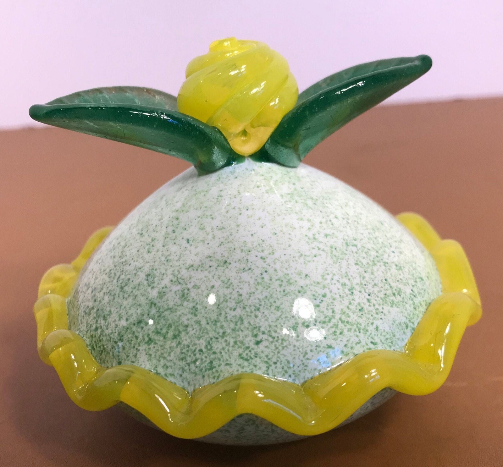 Art Glass Lemon Tart, Handmade Art Glass Fancy Deserts, Glass Petit Four, Signed
