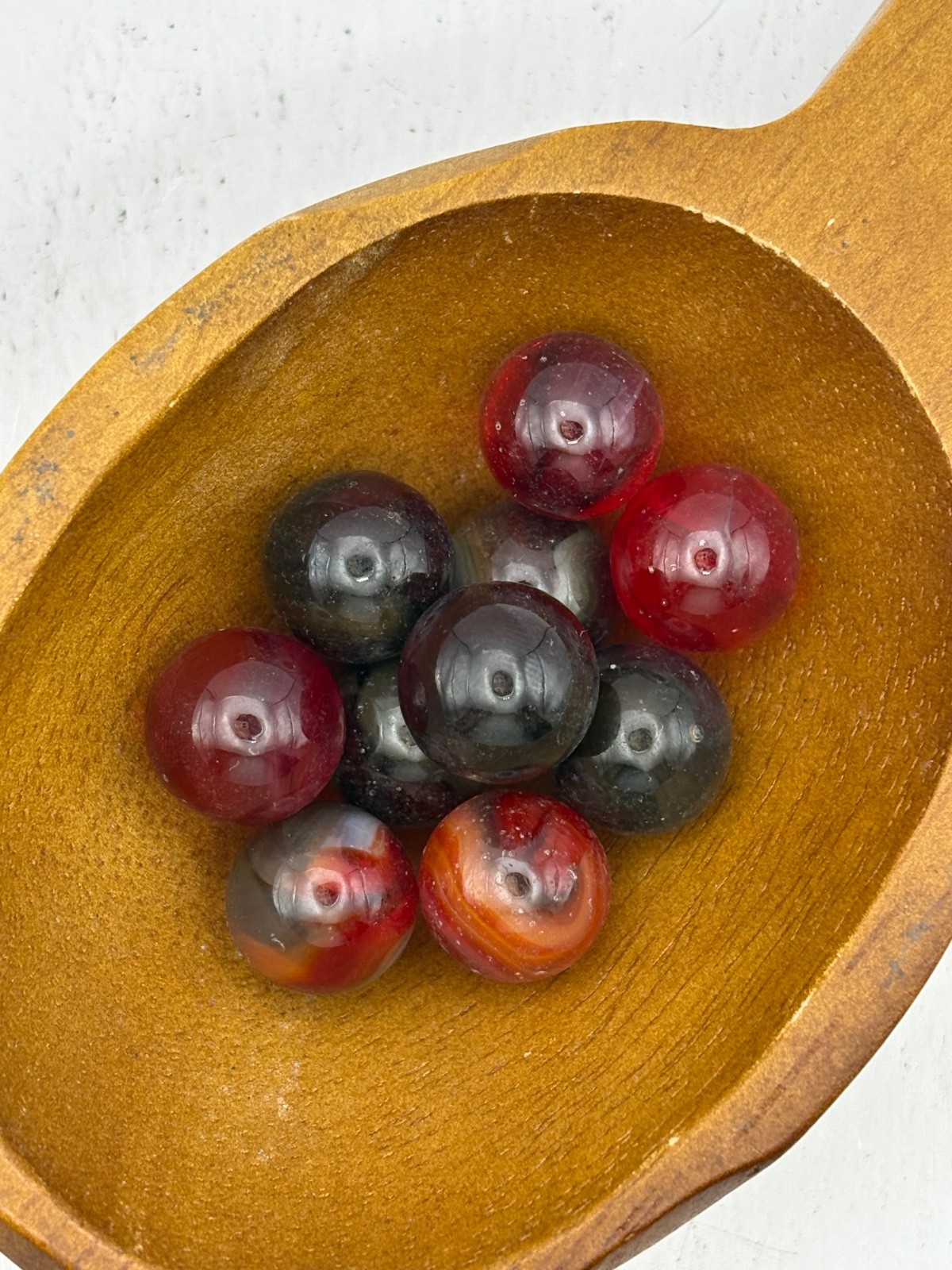 10x 5/8″ Jabo Classics Marbles Lot Red, Dark Red UV Reactive