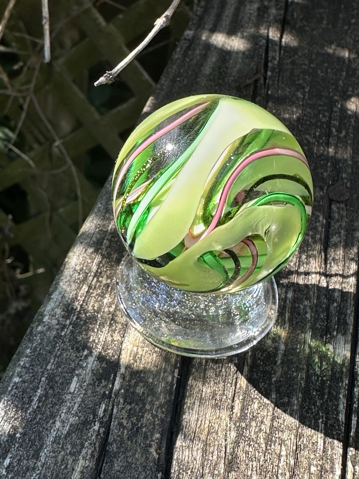 !!RARE!! BOBBIE SEESE MARBLE HANDMADE GLASS ART HUGE 1.77″ RIBBON SIGNED BJS 05