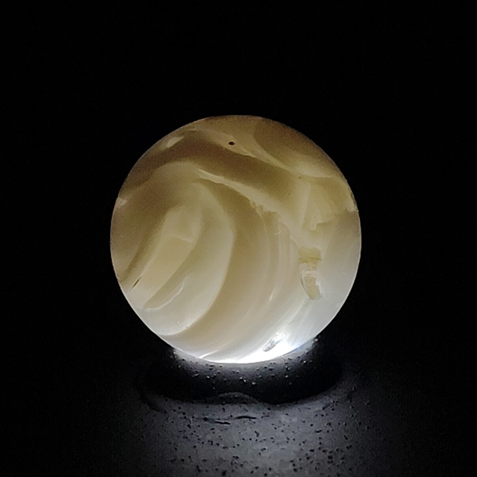 11/16″ Swirl Marble Pink Translucent Glass with White Opaque Ribbons NM+