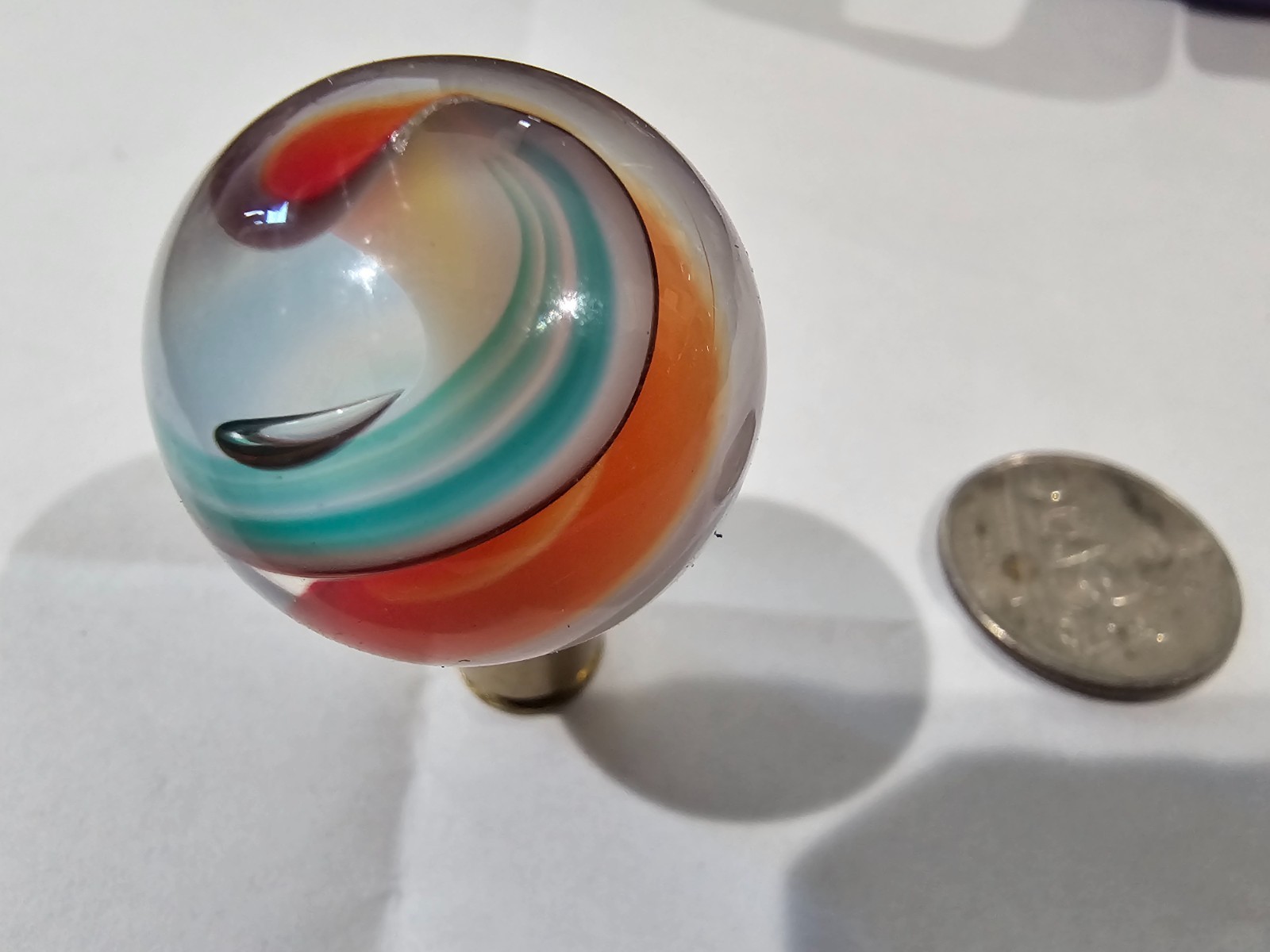 Handmade Art Glass Marble – Vibrant Multicolor Spiral Vortex Swirl – Jody Fine
