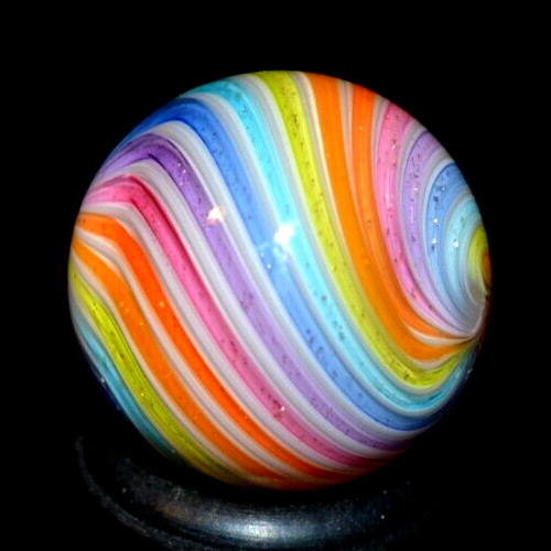 HOT HOUSE GLASS MARBLE/.689″-PASTEL DICHROIC PLAYER # 111-TANGERINE,MAGENTA+