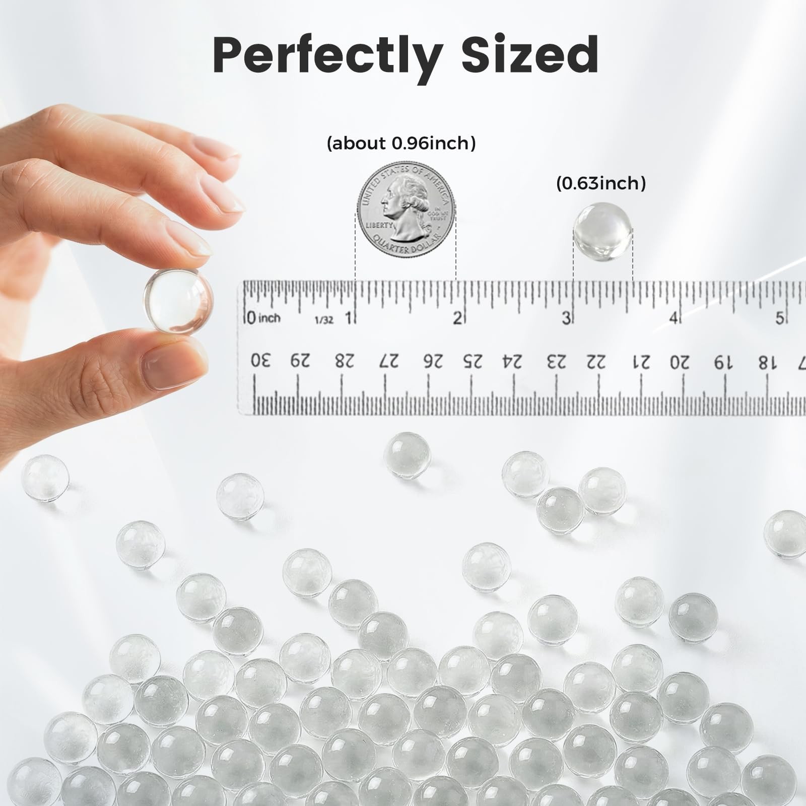SallyFashion 75PCS Glass Marbles, 0.63 Inches Clear Medium,