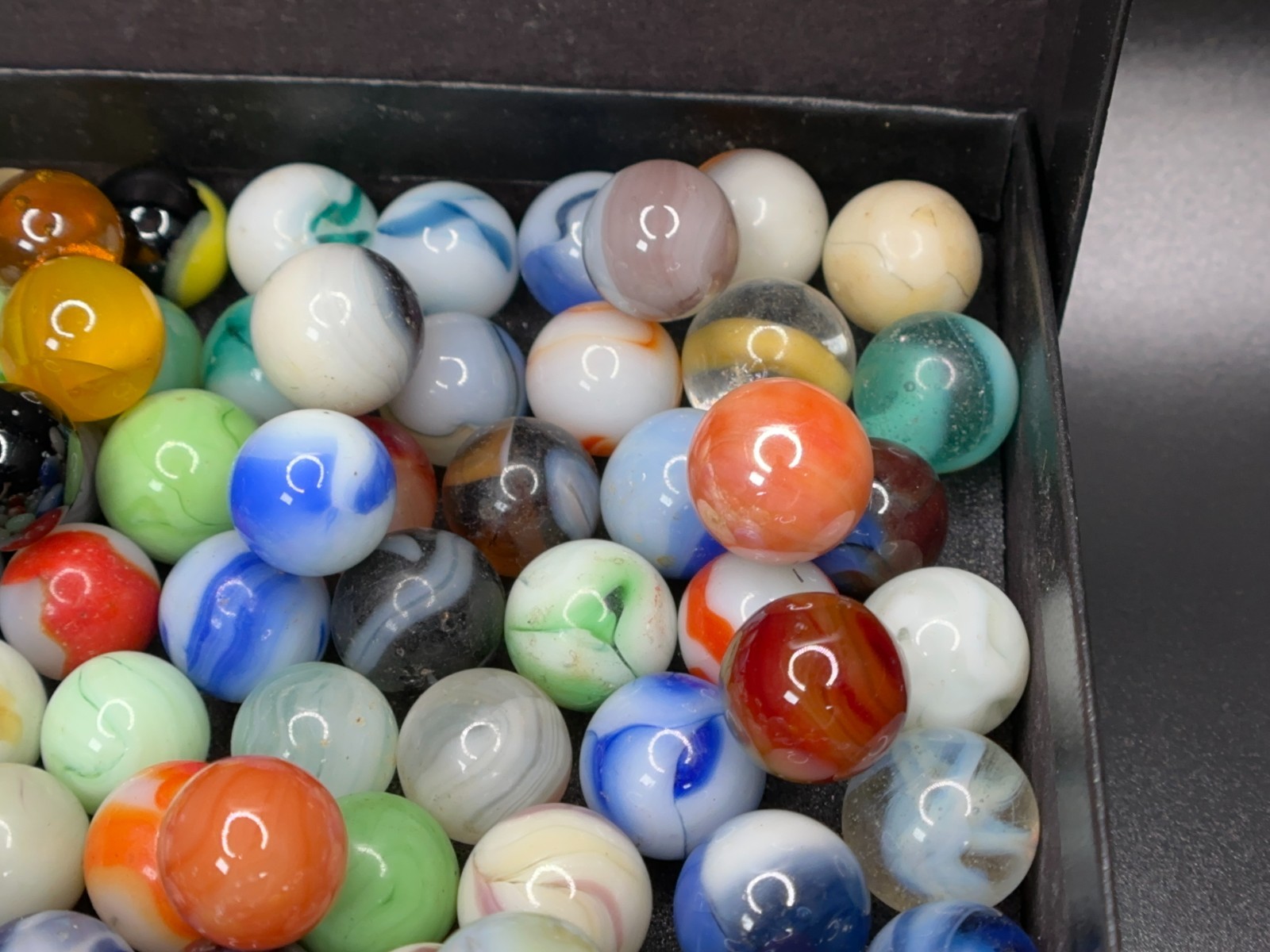 Vintage ESTATE MARBLES Lot Vitro Alley Agate Peltier & More Patches Swirls NICE!