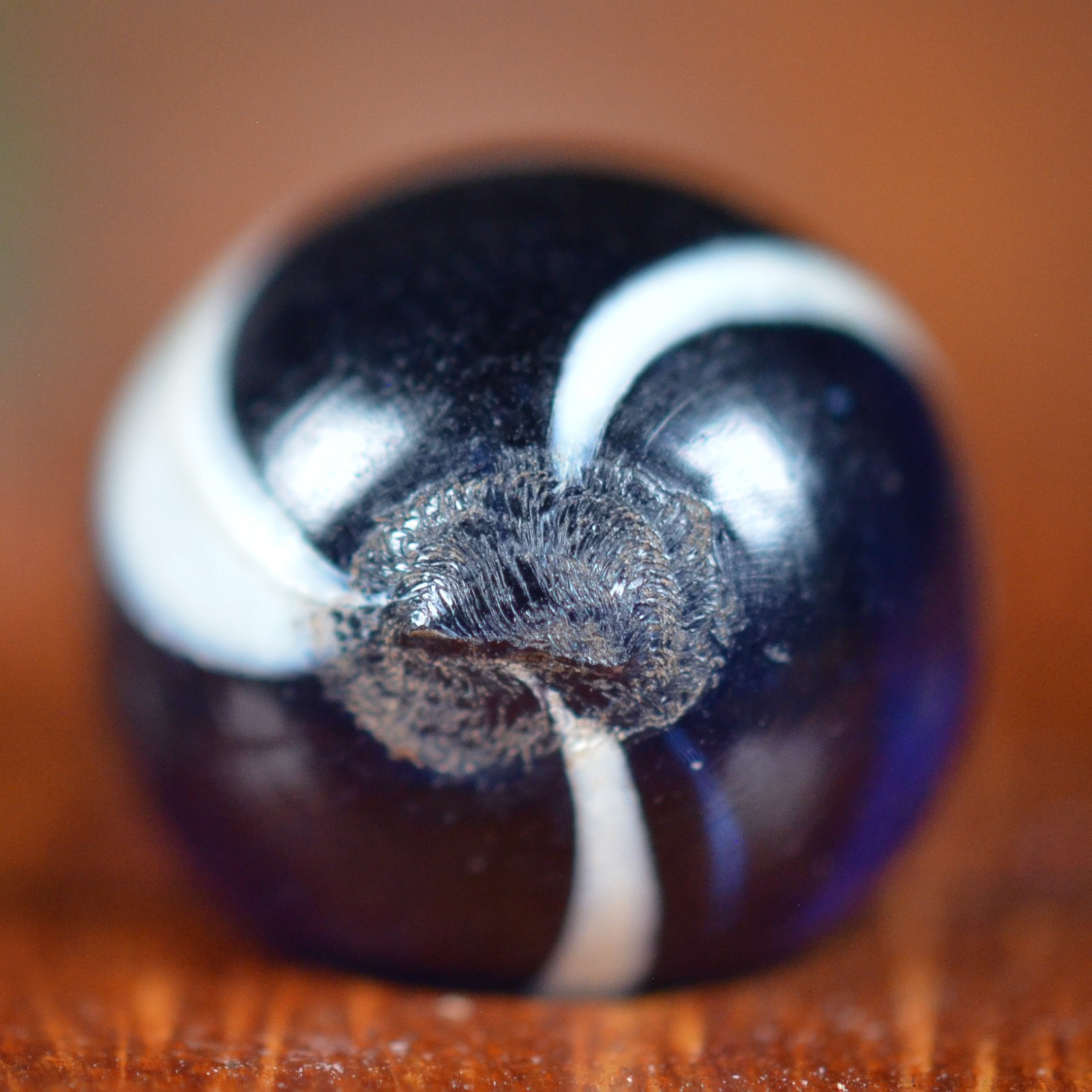 Handmade Banded Swirl, Banded Clearie Marble, 0.5 inch, Peewee, Near Mint+ S1606