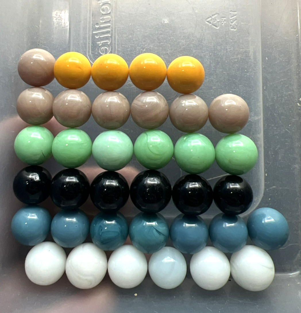 36 Solid Color Replacement Game Marbles Chinese Checkers Aggravation 1/2″ GLASS