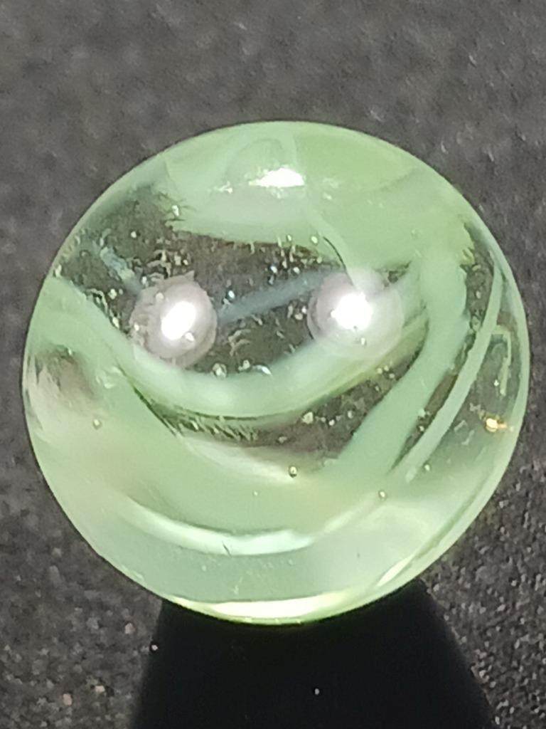 Vitro Agate .58″ Celadon Green Caged Cat’s Eye Near Mint Serious Marble A451
