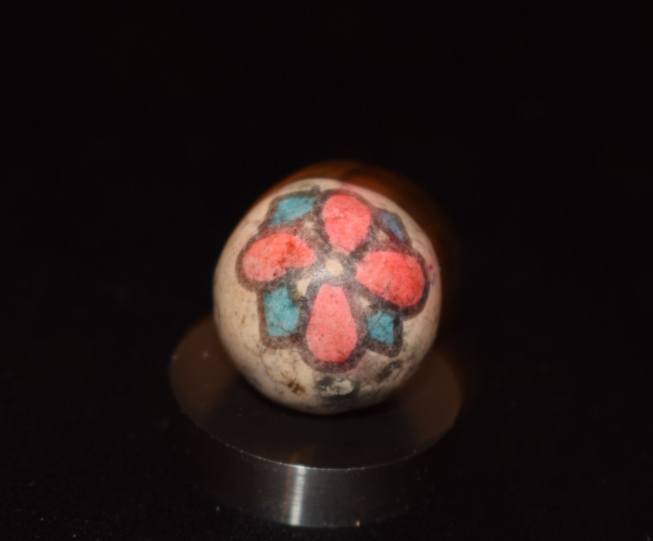 🎅➖⏩Antique Hand Painted, 🌲Holly Berry 🎅 Glazed Clay Art Marble Size .781″