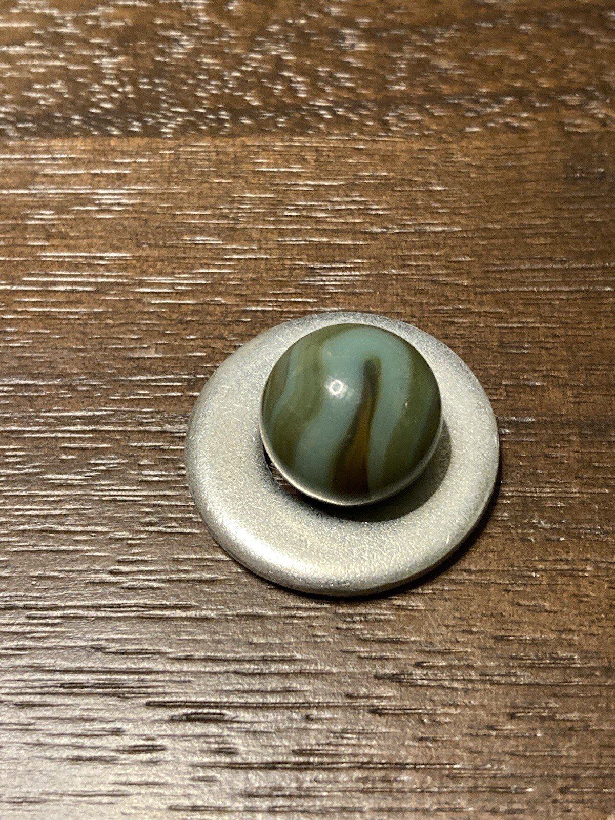 Akro Agate Green Brown Glass Slag Swirl Marble Vintage Mint 5/8 Combined Ship