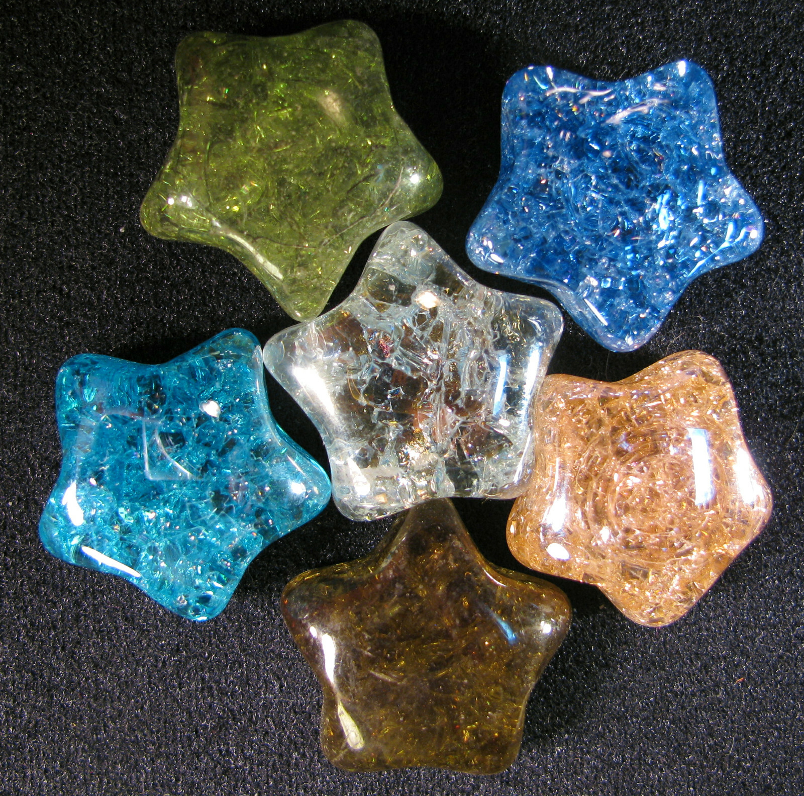 Big Colorful Crackle Glass Shooting Stars Pendant Mix 4 X 32mm 1.25″ New Marbles