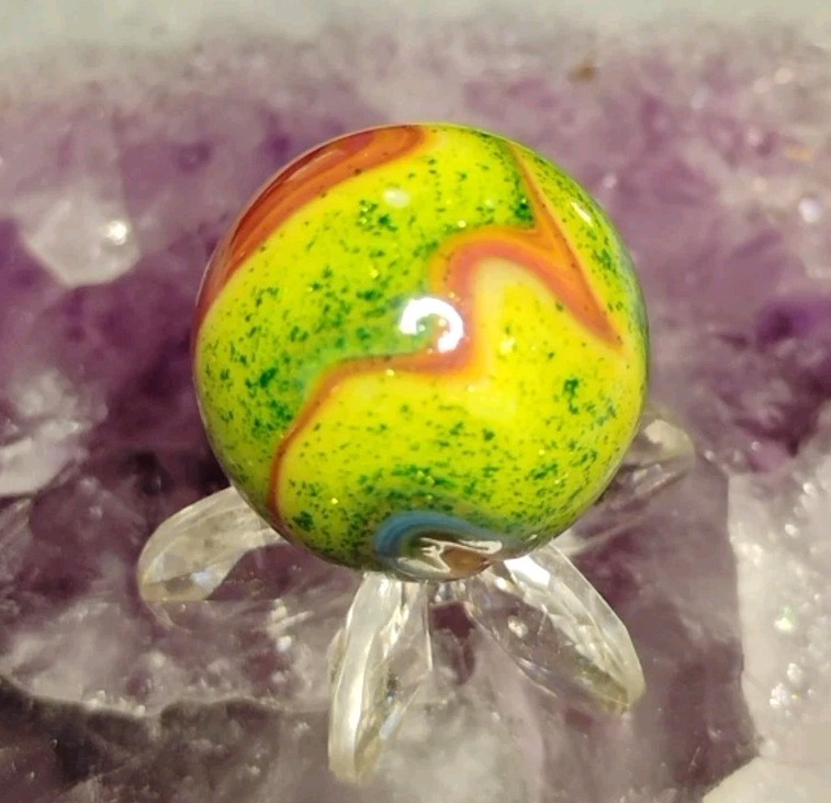 .72″ D.A.S. MARBLES 💥GREEN AVENTURINE TWISTED DRIZZLE-GLASS TOYS NM+
