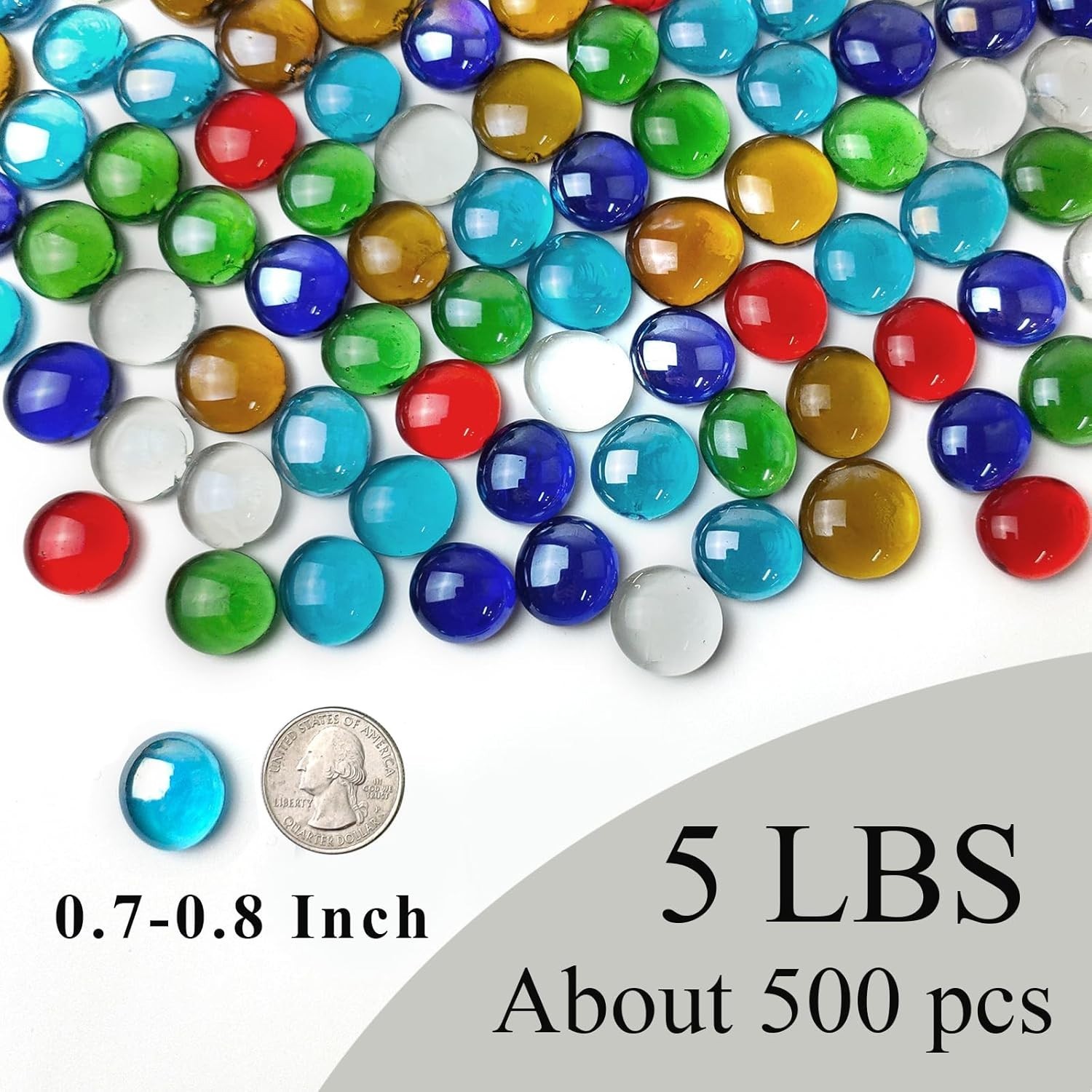 500 PCS 5Lb Multicolor Glass Rocks – Decorative Vase Fillers for All Occasions