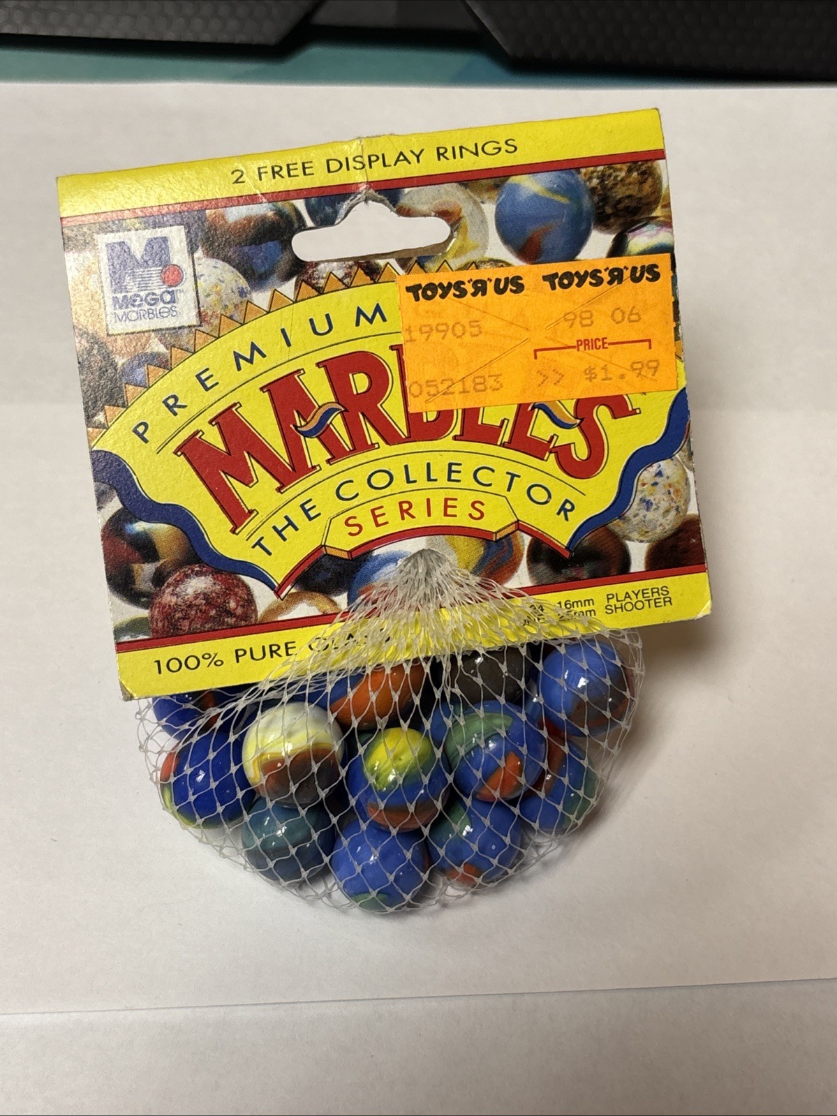 “BLUE DOLPHIN” VACOR MEGA MARBLES Vintage 1990s Net Bag 24 16mm/1 25mm Shooter