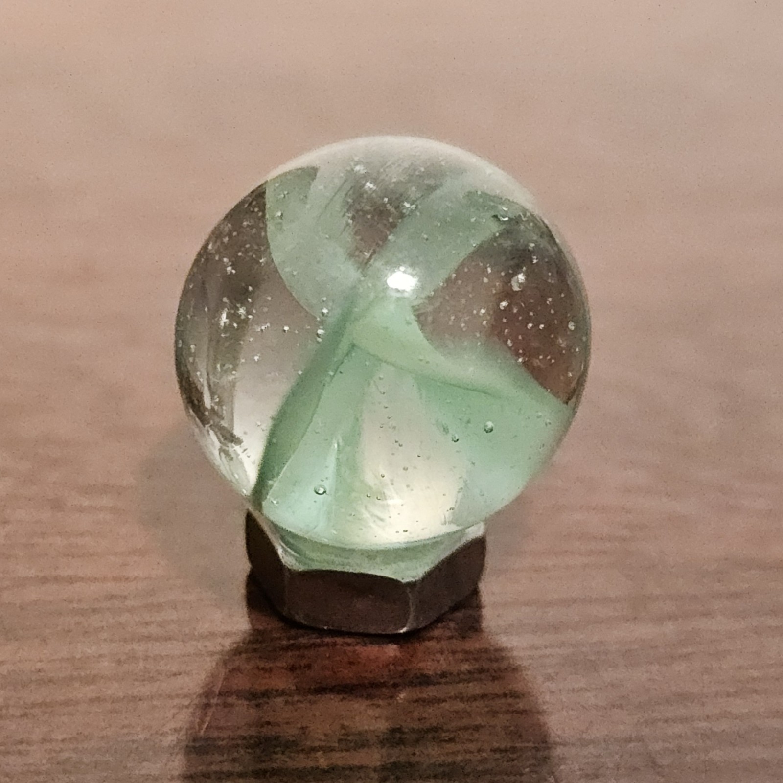 Vintage CE Bogard Light Green Floppy 4-Lobe Cats Eye .593″ Glass Marble