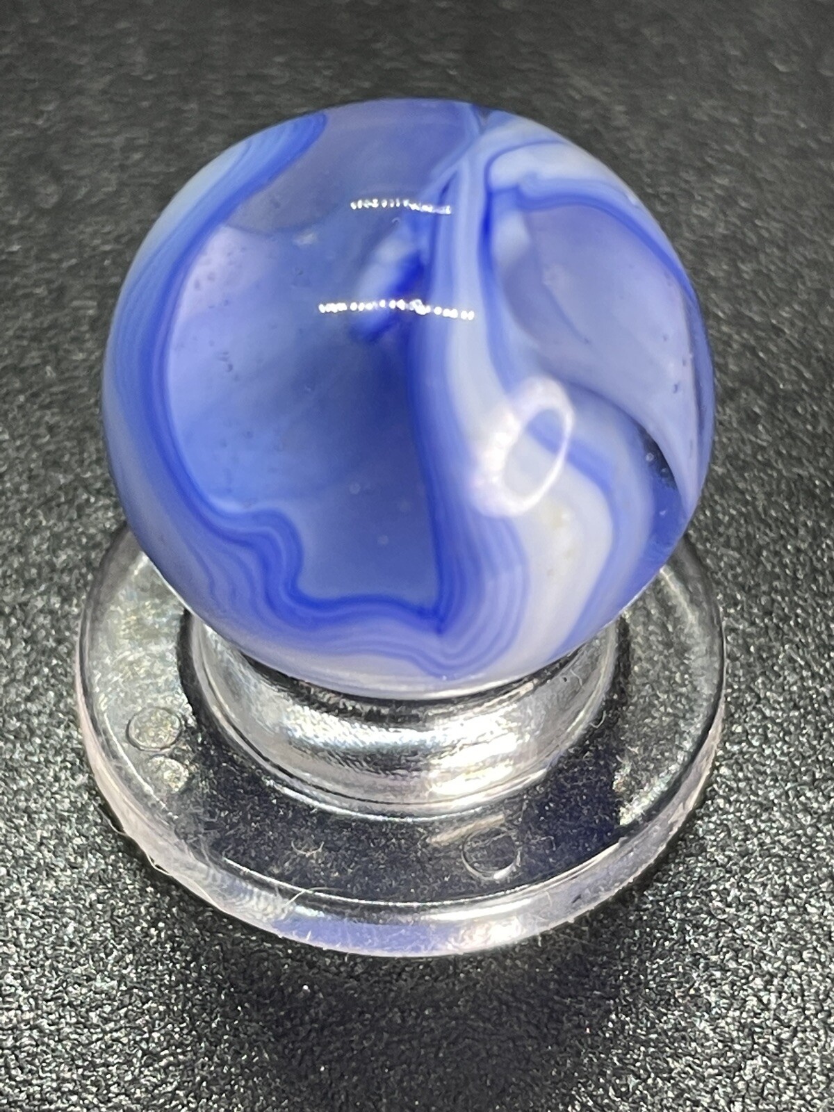 Blue Clear Base Snake Style Swirl Wirepull Alley Or Other Vintage Marbles 0.629”