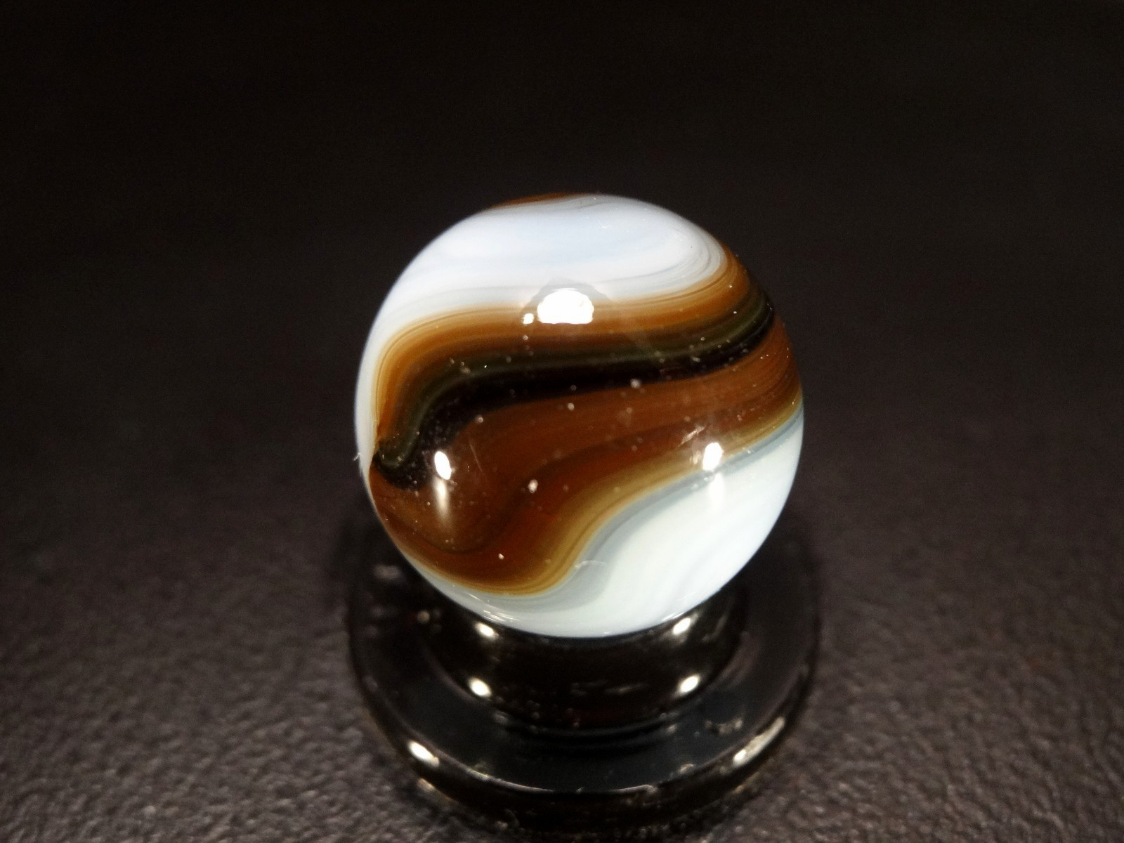 AKRO AGATE CHOCOLATE MULTI COLOR on OPAL GLASS RARE (personal collection)