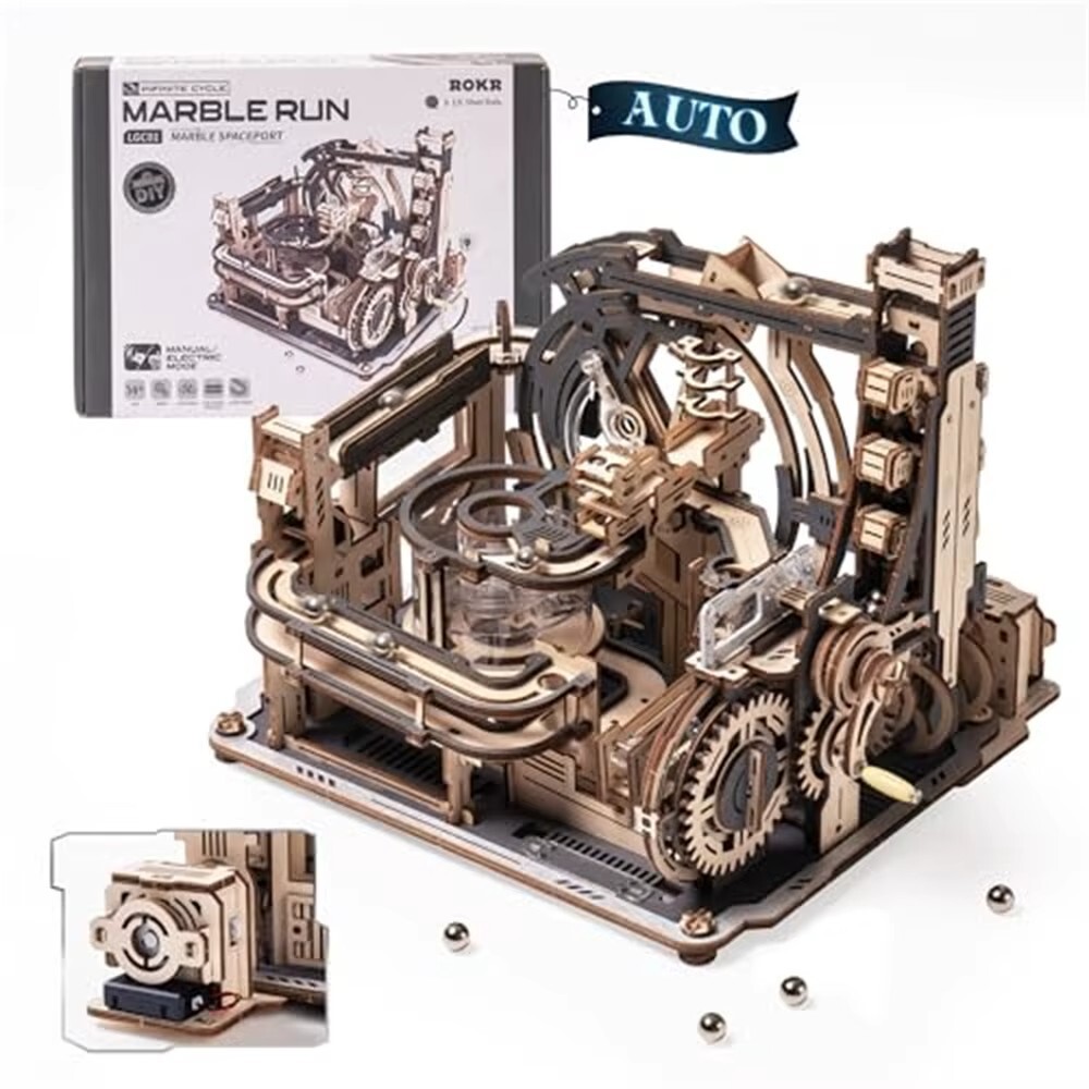 Robotime Marble Spaceport – DIY 3D Wooden Puzzle Mechanical Model Kit