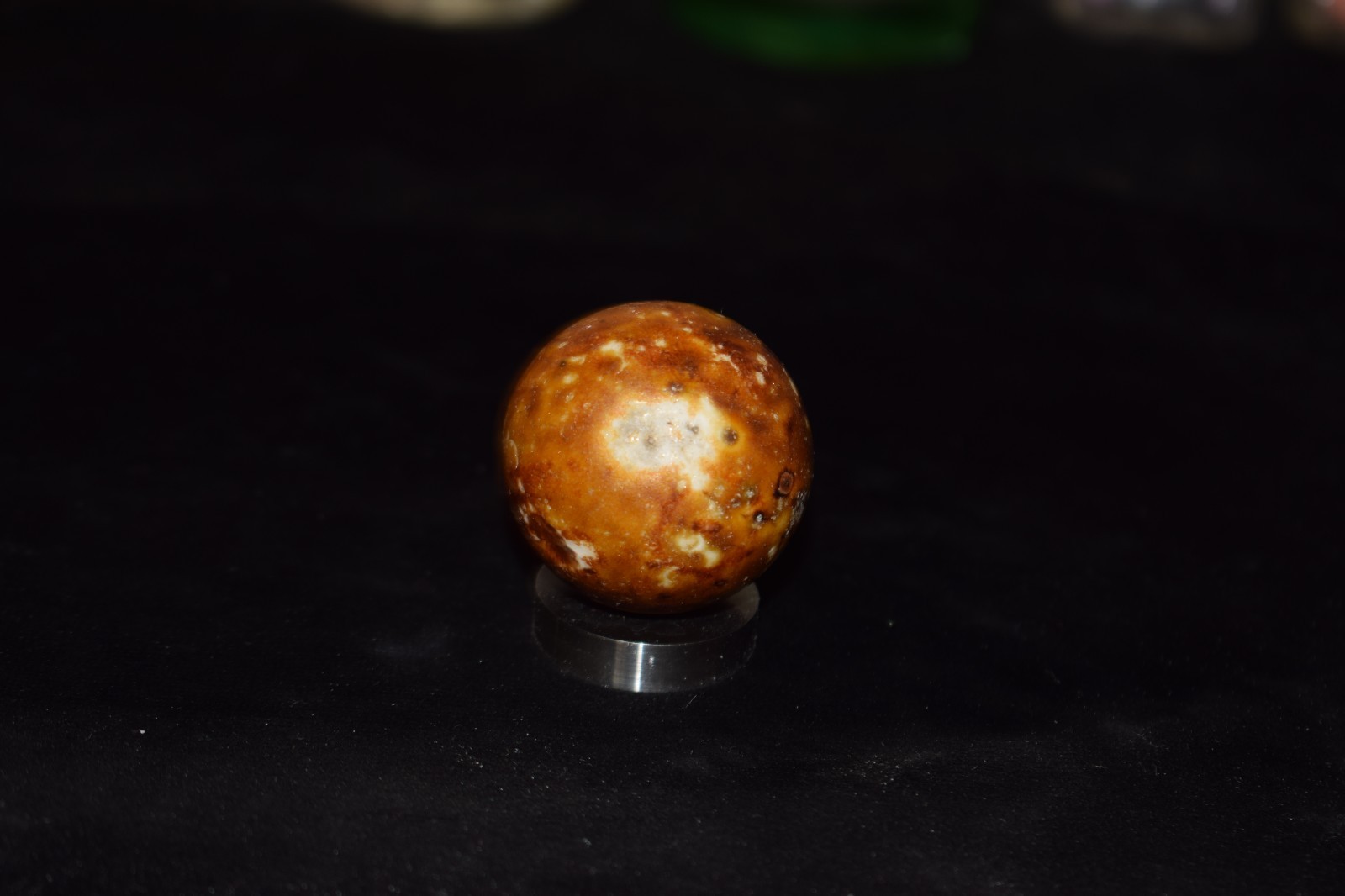 Antique German⬛🟥🟨 Bennington glazed clay marble🐘GAINT Toe Breaker size 1.400