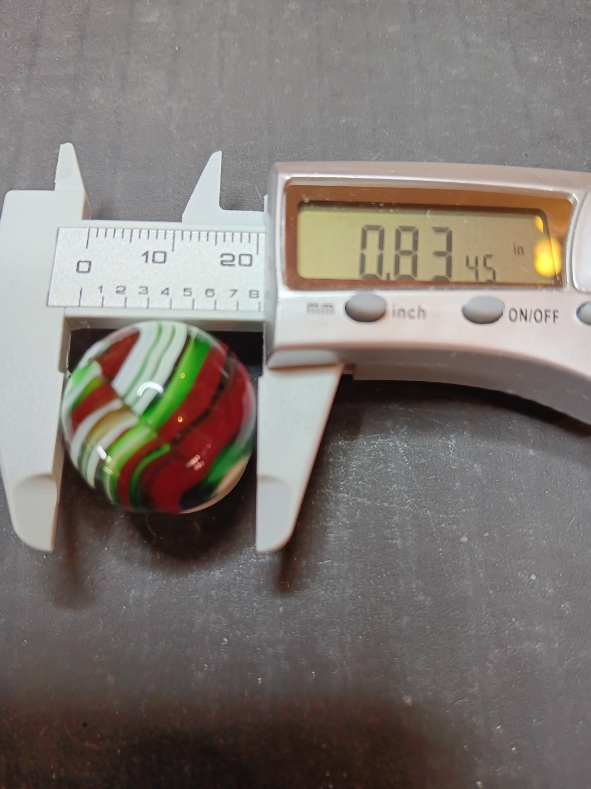 Handmade Swirl Glass Marble Red Green White, 0.83 Inch, Ages 8+