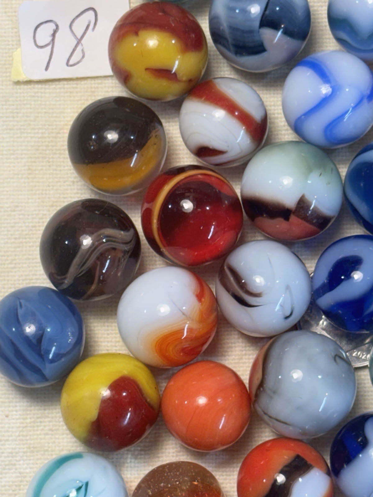 Peltier, Vitro, Marble King, West Virginia, Lot Of 33 Vintage Glass Marbles