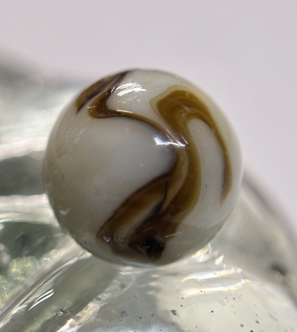 Vintage Alley Agate Pennsboro WV Swirl Marble .66” Mint Tan & Brown HTF Beauty