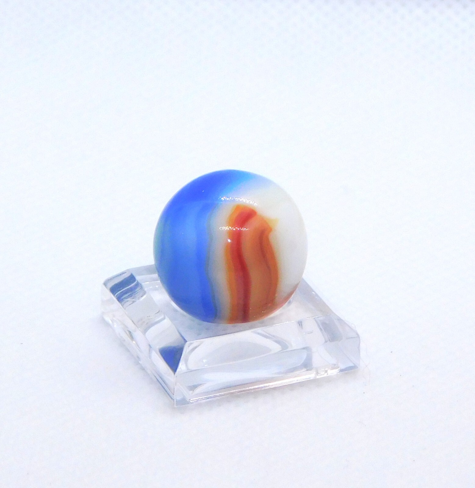 Vintage Glass Marble Patch Swirl Blue Red White Vitro Agate ‘V’ 0.69″ #0-118