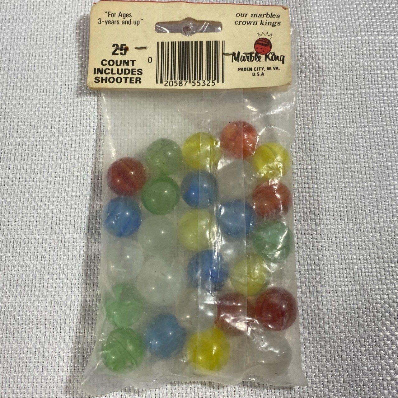 Vintage Marble King Glass Marbles 25 Count Includes Shooter New Sealed USA Made
