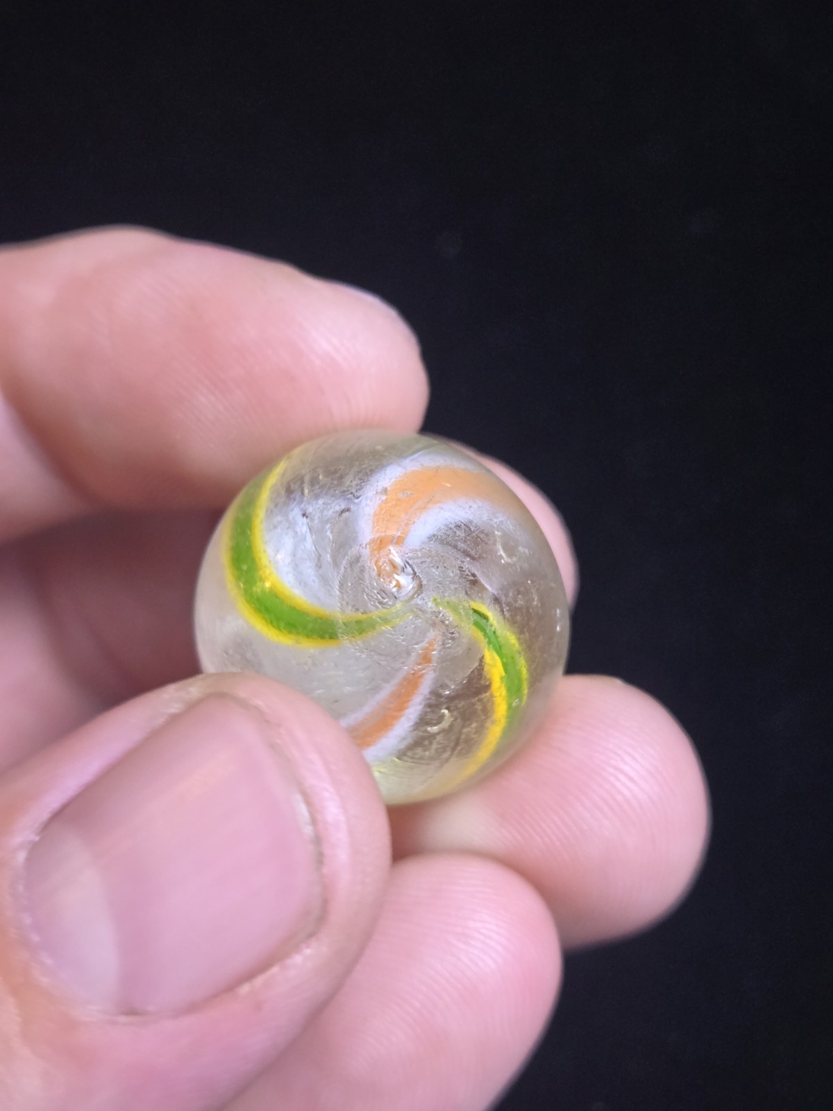 Handmade Vintage Latticinio Core Multi-Color RibbonPontil Marble – 11/16″