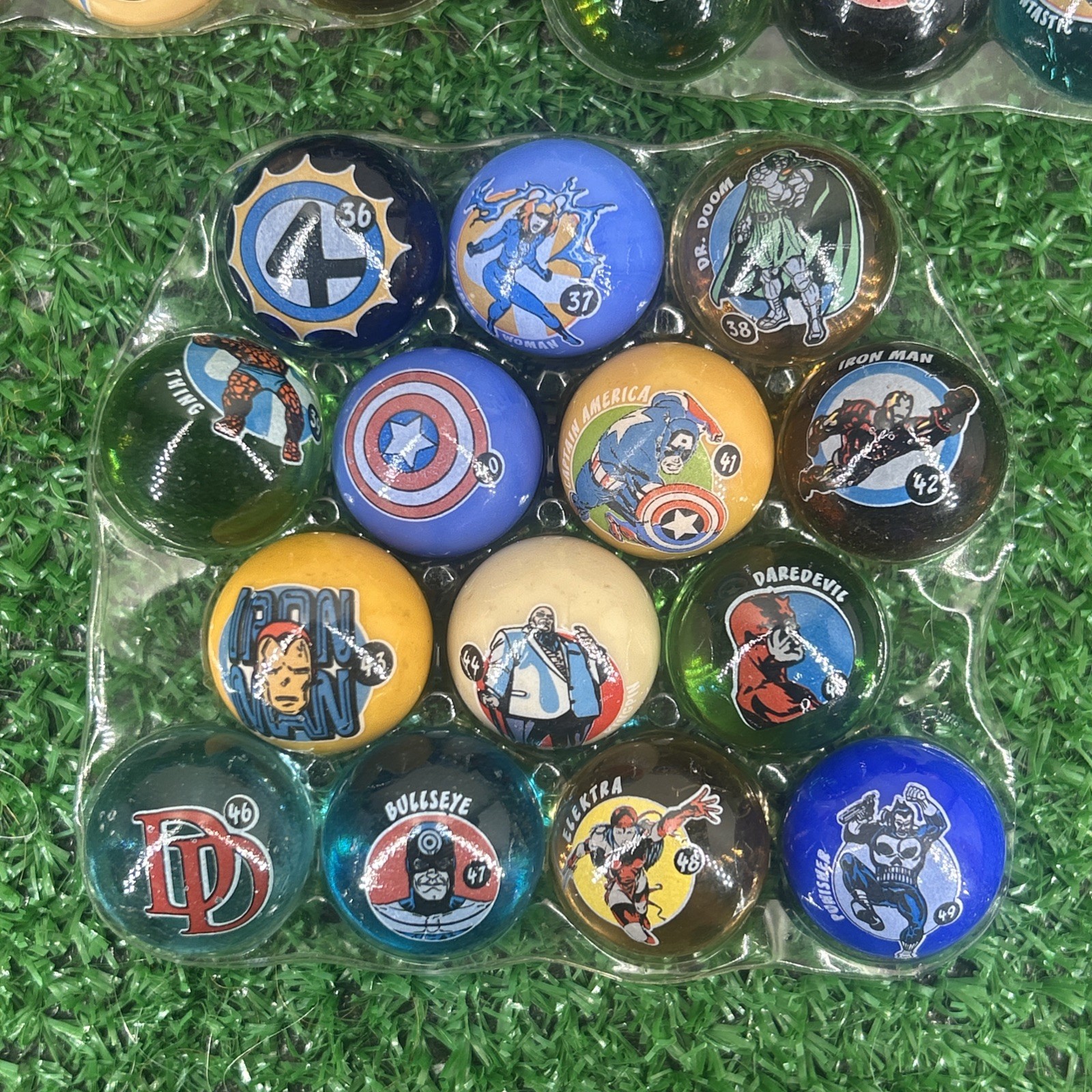 VTG 2003 Toy Biz Marvel Universe Shooter Marbles Spider-Man Lot of 42 No Repeats