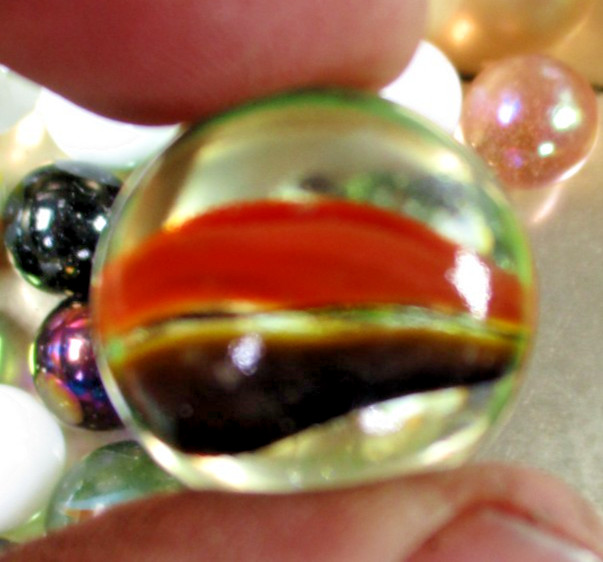Large Marble Lot 28 Count 25 mm OD Swirls Solid Cats Eye Mix Machine & Handmade