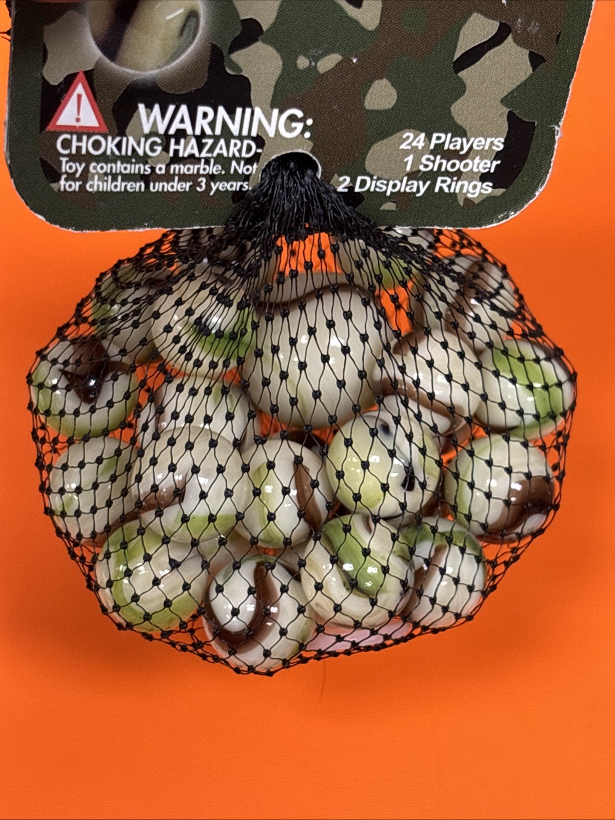 Glass Mega Marble Net ✼CAMOUFLAGE✼ Extremely Rare Retired Set 24 Play/1 Shooter