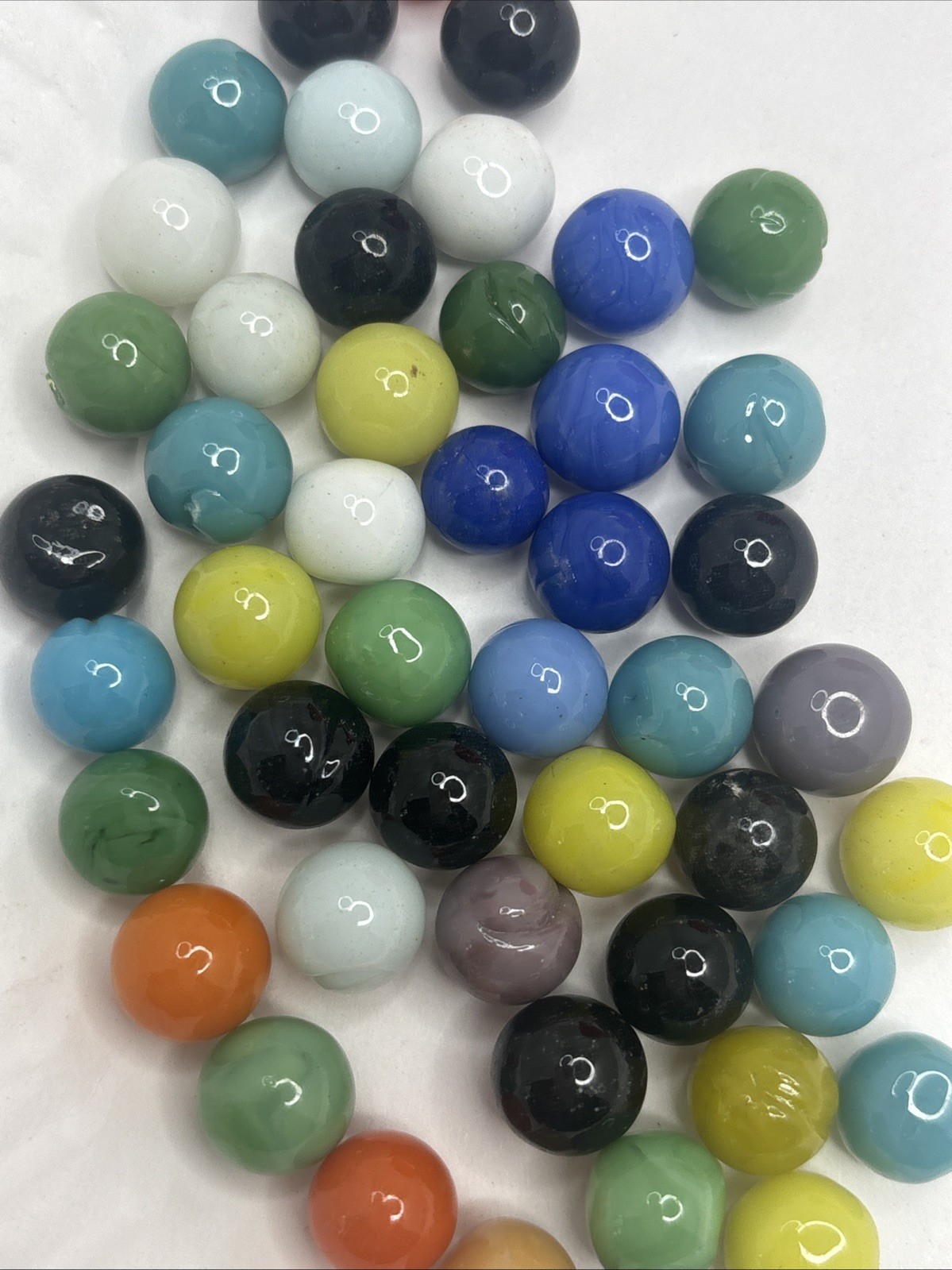 Vintage Bright Color Glass Marbles Lot of 50 Peewee Size HH Some Imperfections