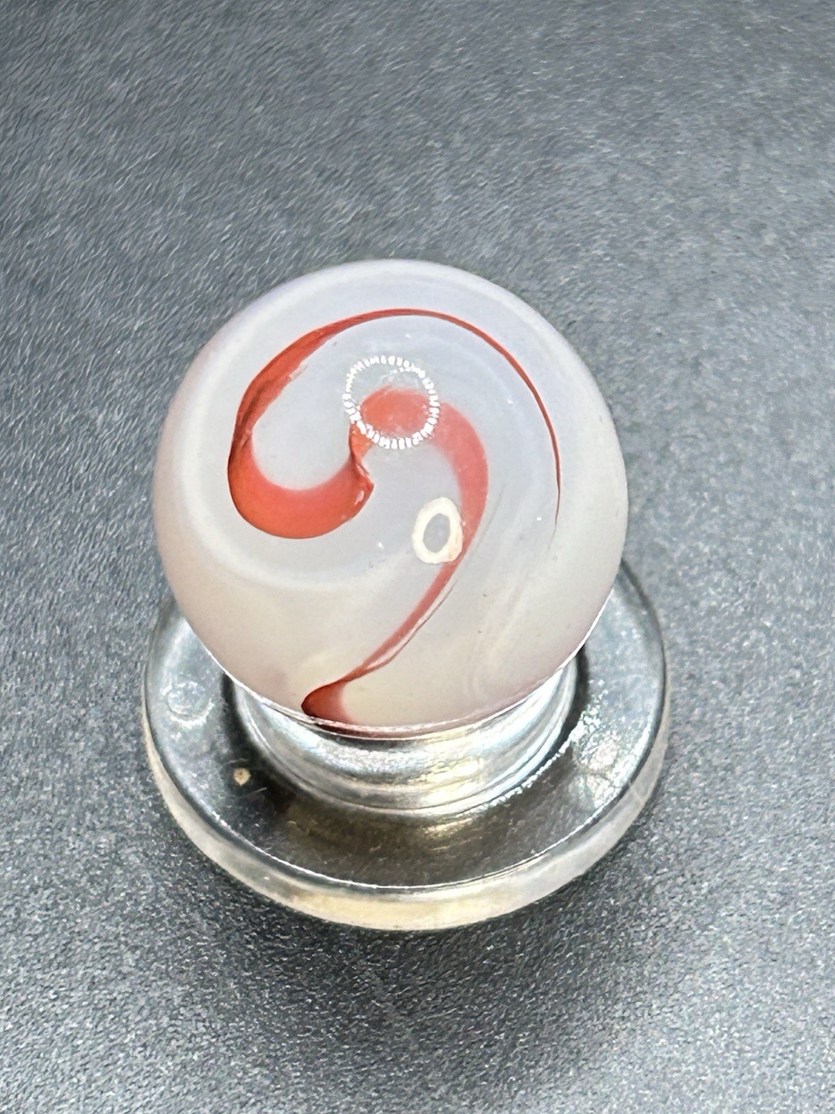 Vintage Akro Agate Silver Oxblood Marble Thick Oxblood Pattern 0.629”