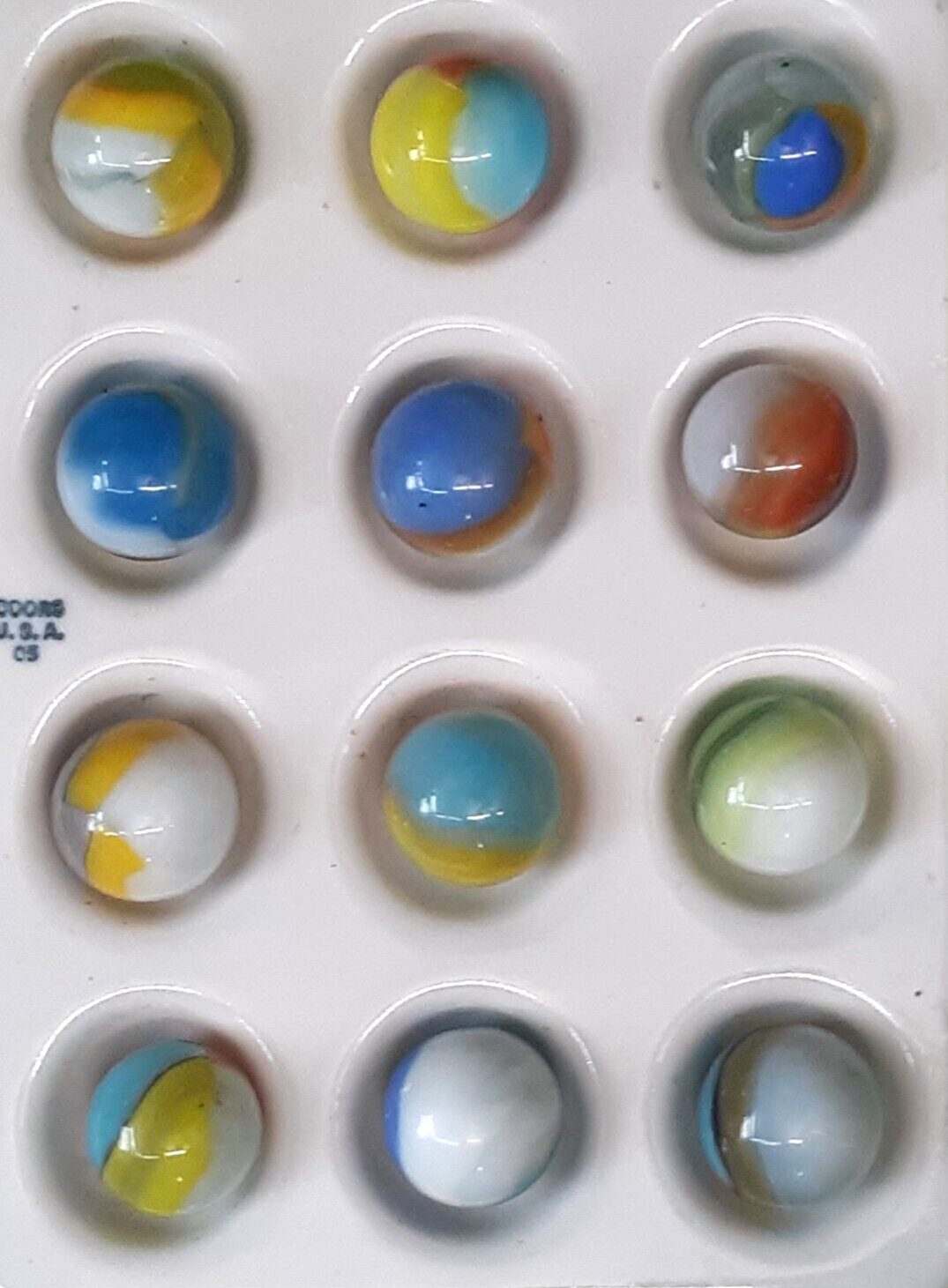 Twelve Wet Mint Vintage Vitro Agate Colorful Glass Marbles #12