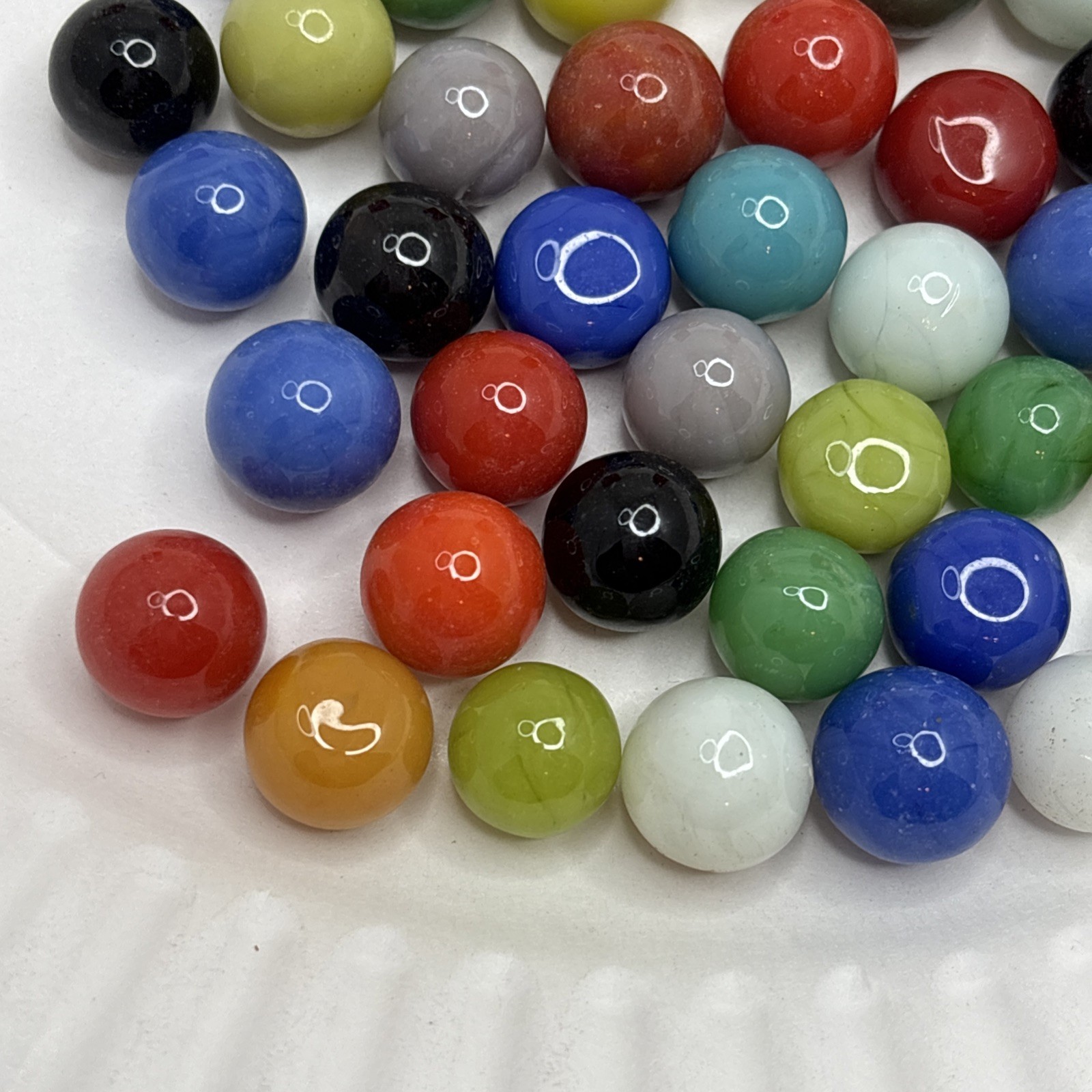 Vintage Bright Color Glass Marbles Lot of 50 Peewee Size A3 Some Imperfections