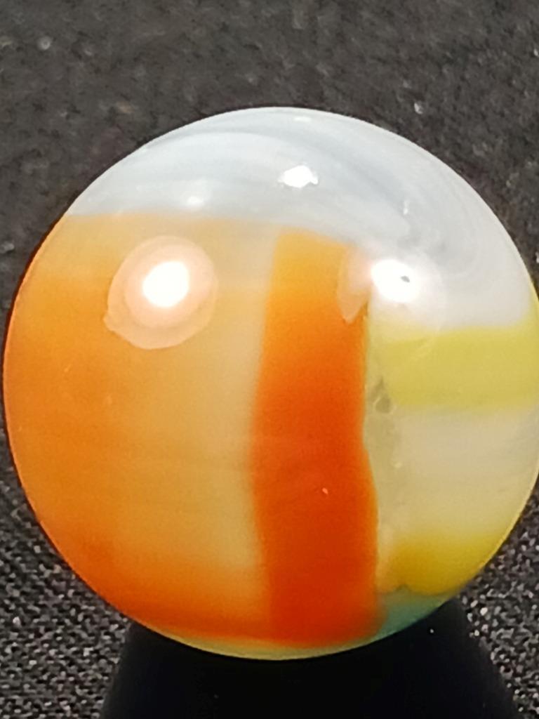 Vitro Agate .55″ Tiger Eye Robin Egg Blue Yellow Near Mint Serious Marble A272
