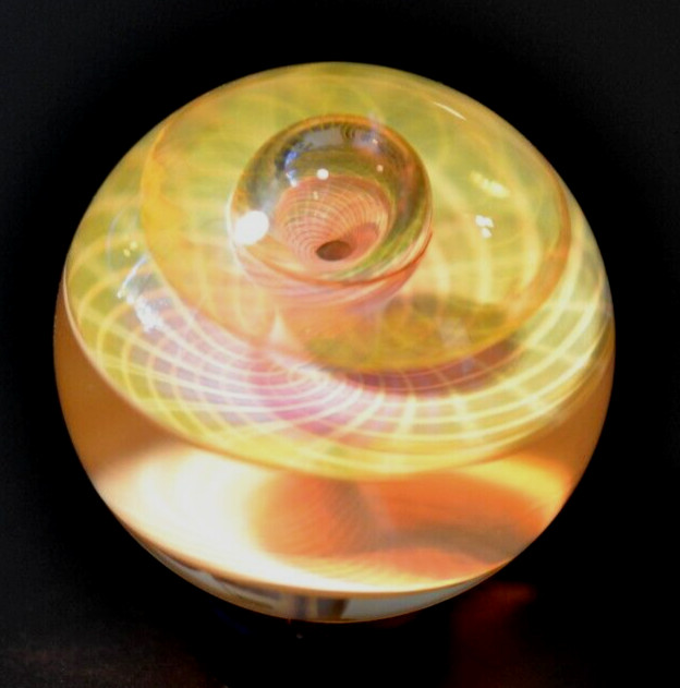 COHESION GLASS MARBLE/1.340″-3 SPINNING BOWLS-YELLOW, PEACH,PINK,TANGERINE,GOLD