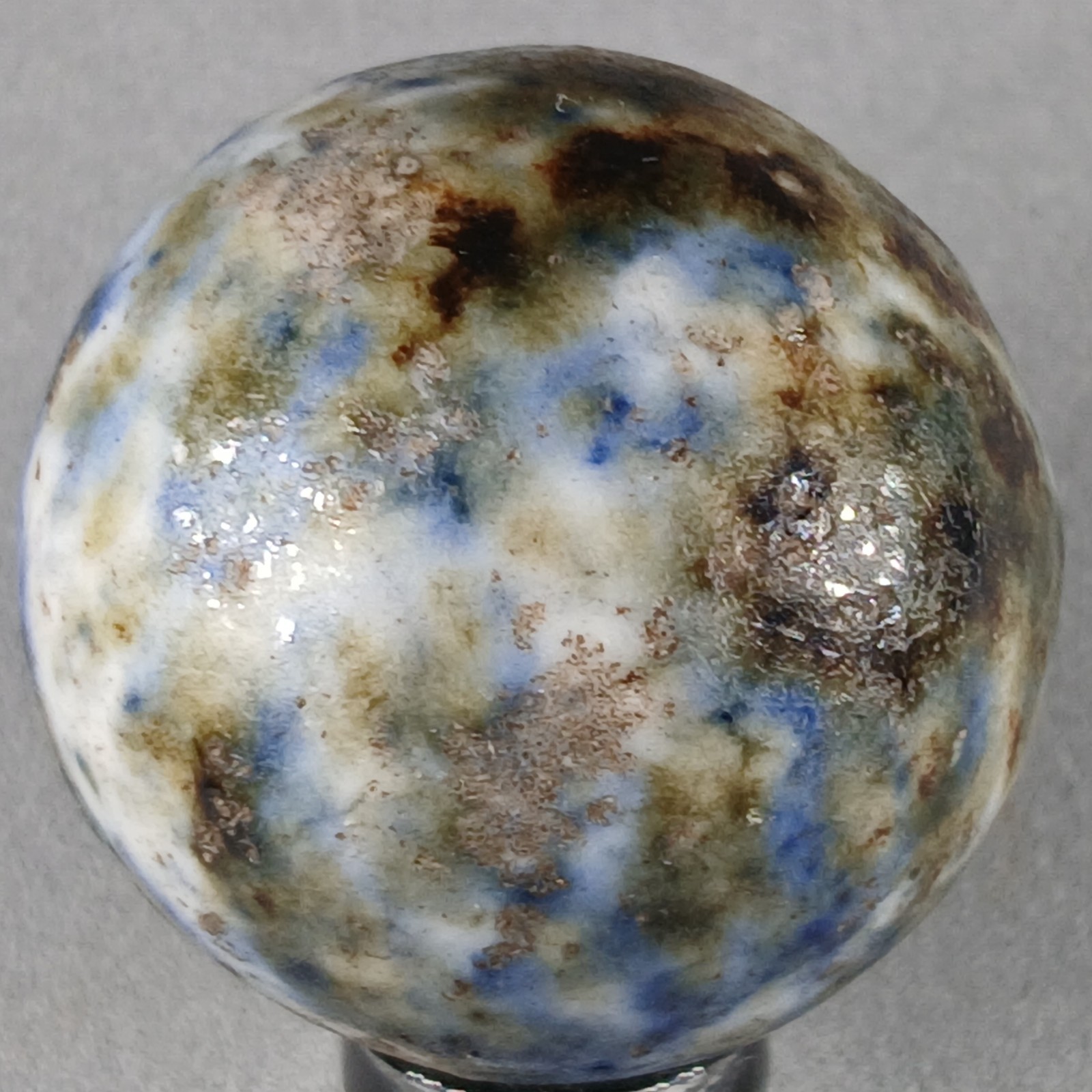Large Vintage Fancy Bennington Clay Marble 1.14 Inches Near-Mint Condition